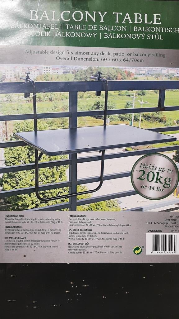 Inklapbaar tafeltje balkon/terras ZWART‼️, Ophalen, Nieuw