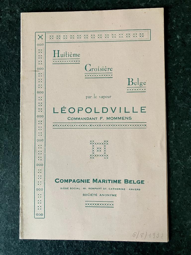 Menukaart Léopoldville 1933, Verzenden