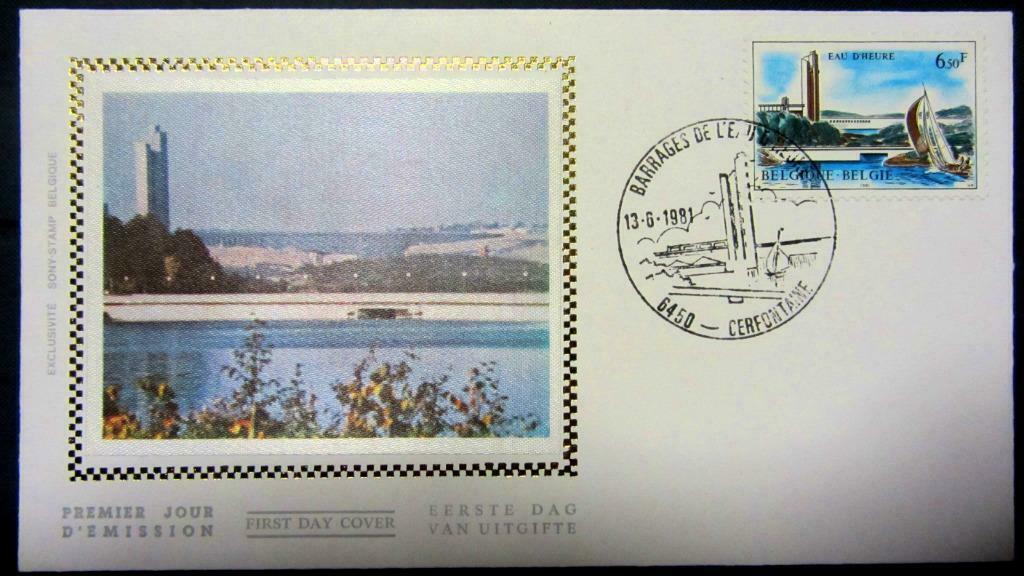 FIRST DAY COVER OP ZIJDE-TOERISME-STEDEN- EAU D'HEURE-BELGIË, Enlèvement ou Envoi, Affranchi, Lieu ou Bâtiment
