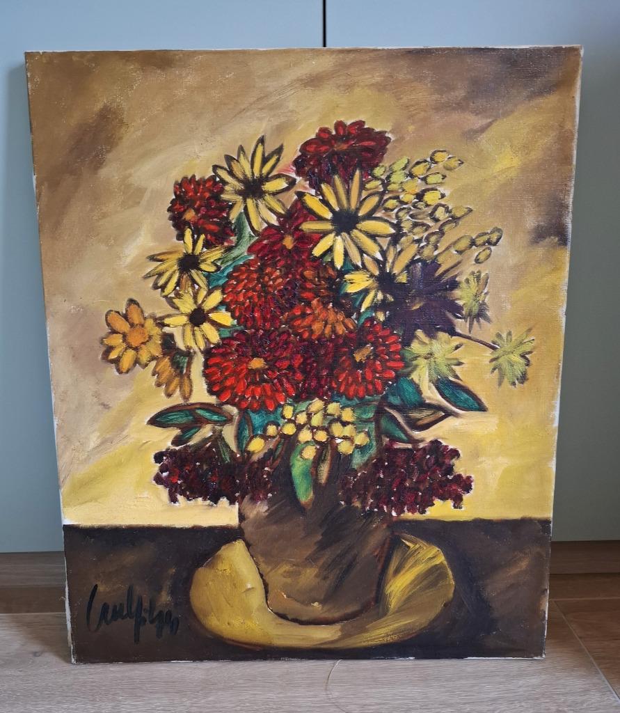 schilderij bloemen olieverf op doek, Ophalen