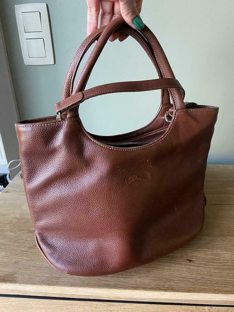Vintage lederen handtas bruin, Enlèvement ou Envoi, Brun, Sac à main
