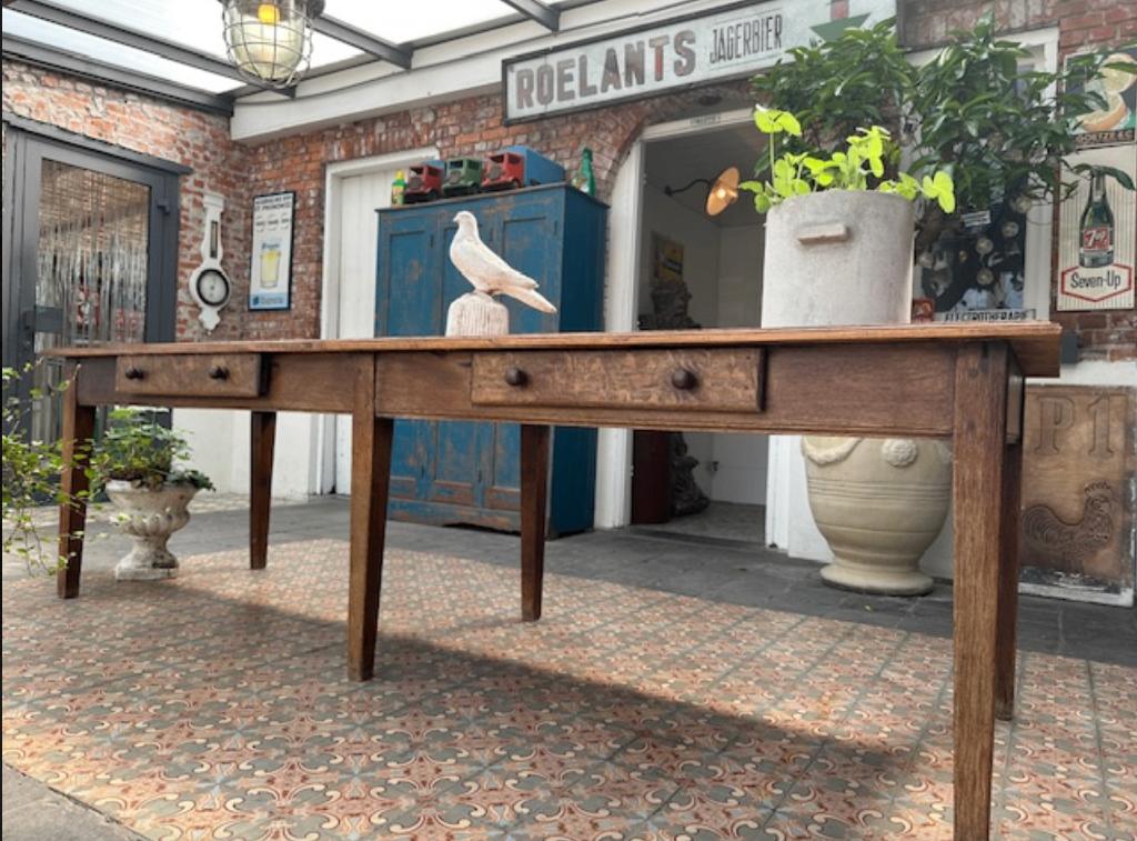antieke eikenhouten lange tafel eettafel keukentafel, Ophalen, Eikenhout