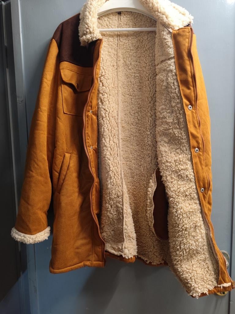 Bruine gevoerde heren mantel maat L. NIEUW., Ophalen, Nieuw, Maat 52/54 (L)