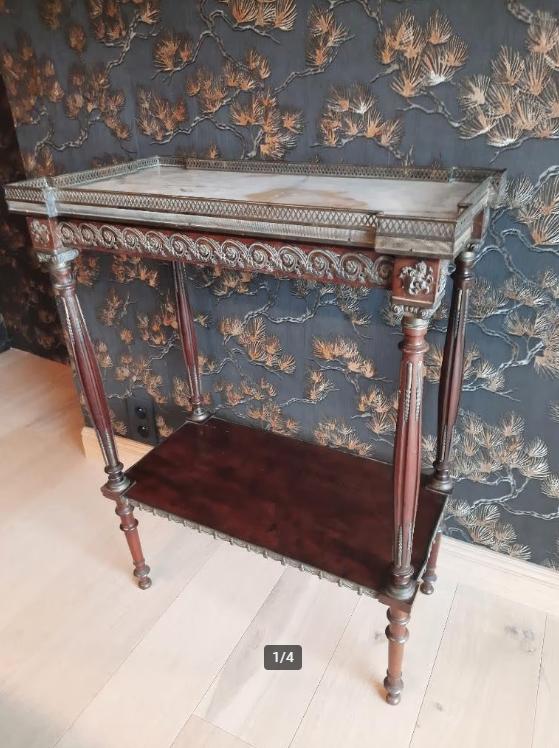 Frans Napoleon III marmeren mahoniehouten  étagère-tafel, Antiek en Kunst, Ophalen of Verzenden