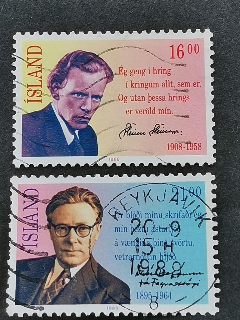 Islande 1988 - Islandais célèbres - poètes, Enlèvement ou Envoi, Islande, Affranchi