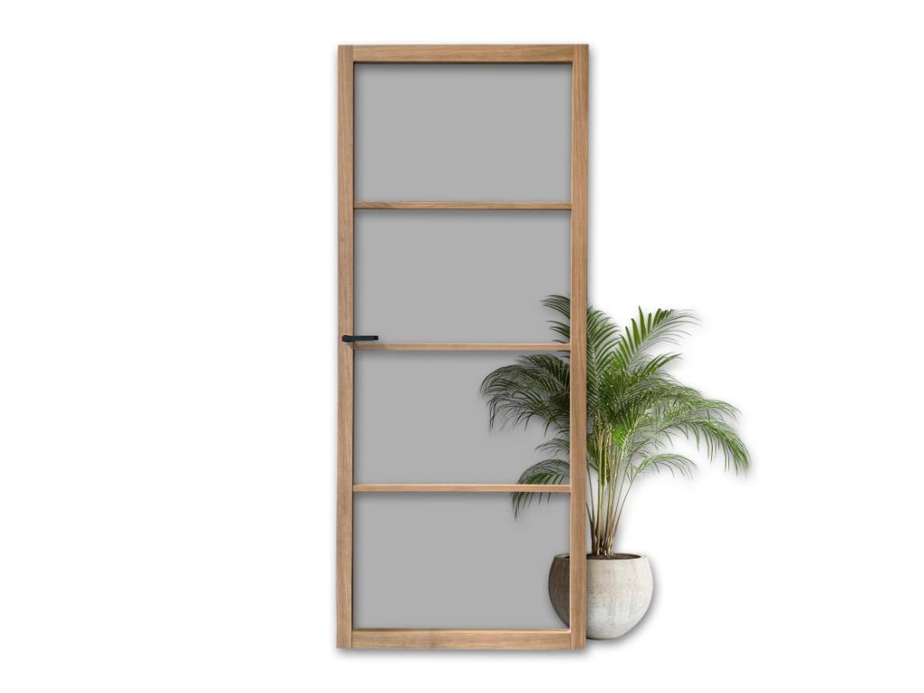Binnendeur eiken met rookglas / getint glas | €375,-, Doe-het-zelf en Bouw, Deuren en Vliegenramen, Nieuw, Binnendeur, Glas, Hout