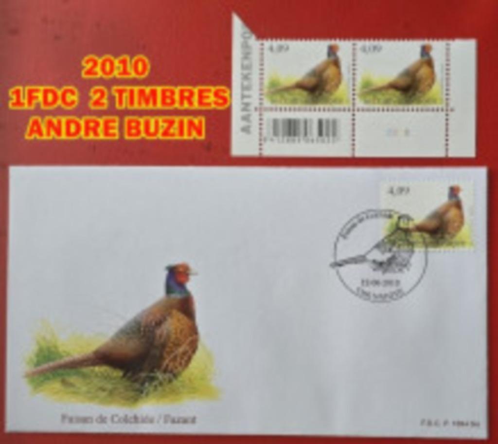 2010-COLCHIS FAZANT- ANDRÉ BUZIN-1 FDC +2 POSTZEGELS, Verzenden