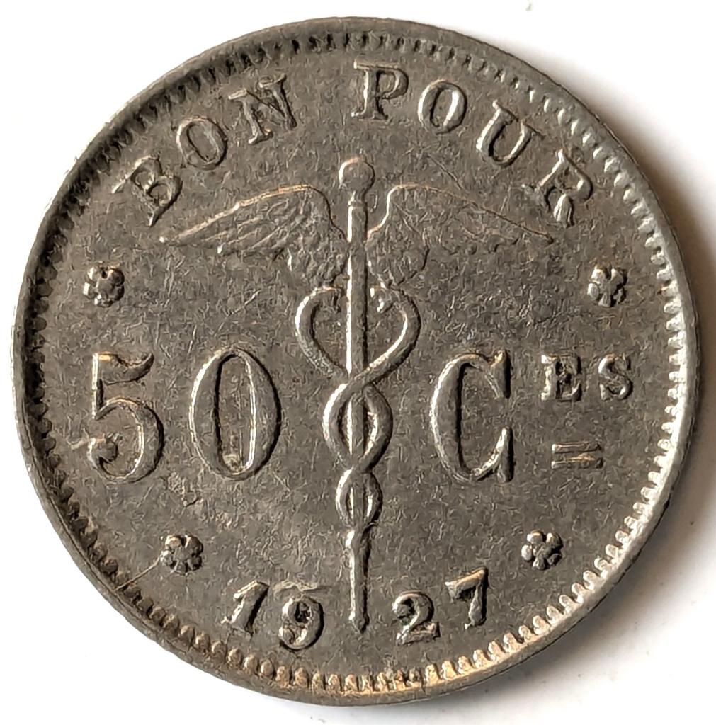 Belgische munt: 50 centimes 1927 Frans, Ophalen of Verzenden, Overig, Losse munt