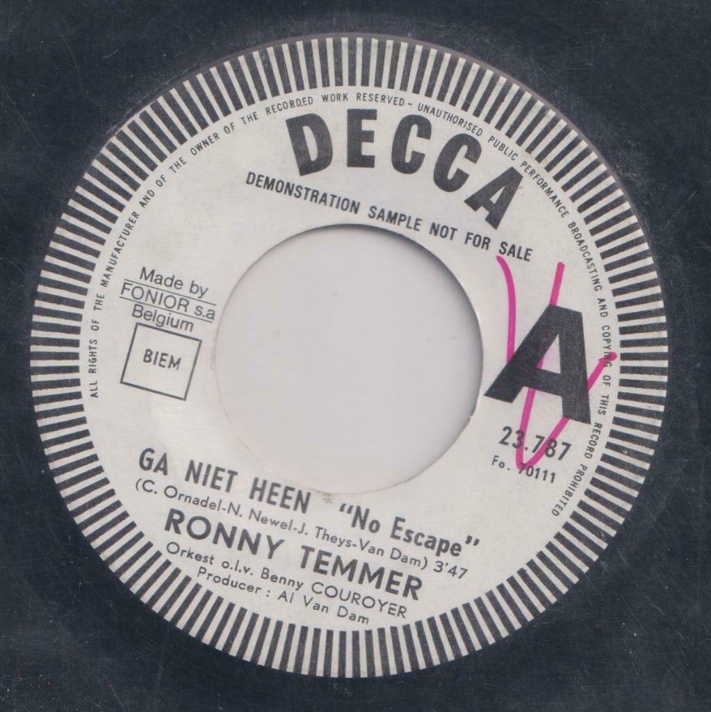 Ronny Temmer – Ga niet heen / Bongiorno mi amor – DJ Single, Ophalen of Verzenden, Gebruikt, Nederlandstalig