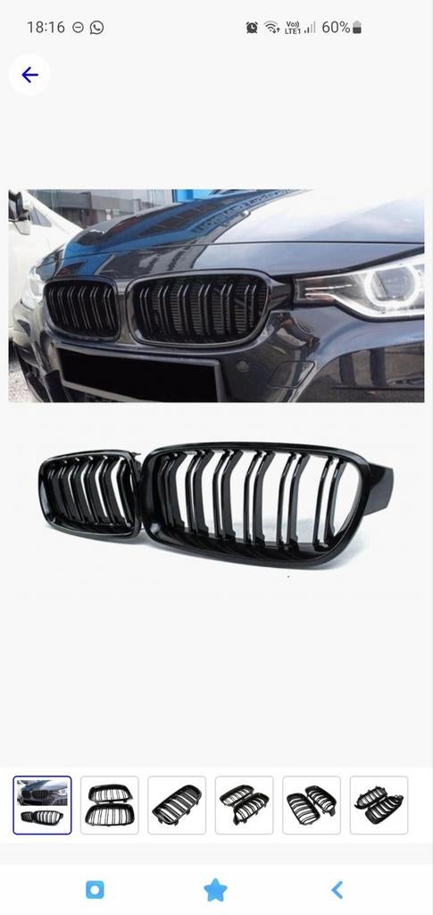 BMW 3 Serie F30 & F31 (2012-2019) M-Style Grill Dubbel Spijl, Ophalen of Verzenden
