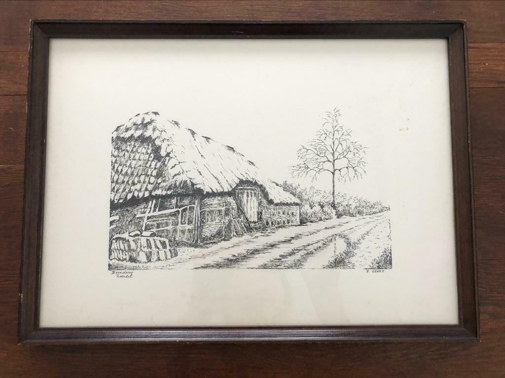 Mooi kunstwerk Y. Jenet, Boerderij Zoersel,  (pentekening?), Ophalen of Verzenden