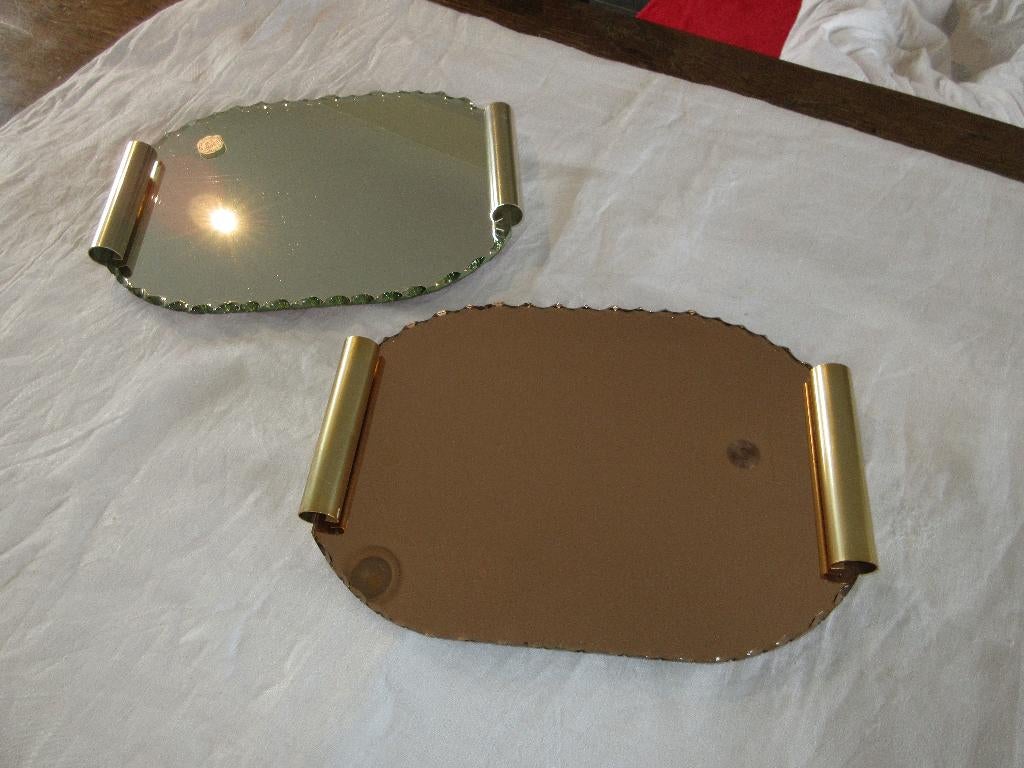 2 plats à miroir DORURA plateaux à liqueur service vintage, Antiquités & Art, Curiosités & Brocante, Enlèvement