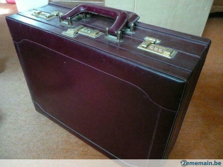 double mallette attaché case en cuir ancien, Enlèvement