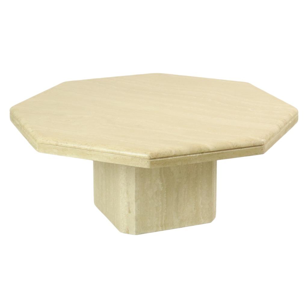 Vintage Achthoekige Travertin Salontafel Jaren 70 Design, Antiek en Kunst, Ophalen
