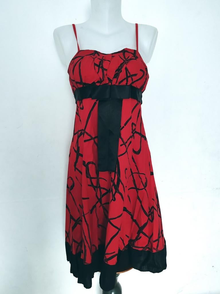 Jurk met rood en zwart patroon, maat S, stijl Y2K/Gothic, Ophalen of Verzenden, Rood