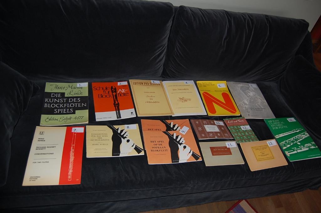 bladmuziek kavel van 36 uitgaven, Musique & Instruments, Partitions, Utilisé, Flûte à bec, Enlèvement, Classique