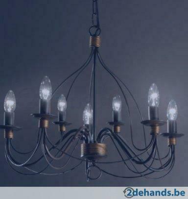 Grand lustre bronze  / Chandelier colonial dia 85 cm, Enlèvement, Comme neuf, Métal, Koloniaal - Koloniale stijl brons