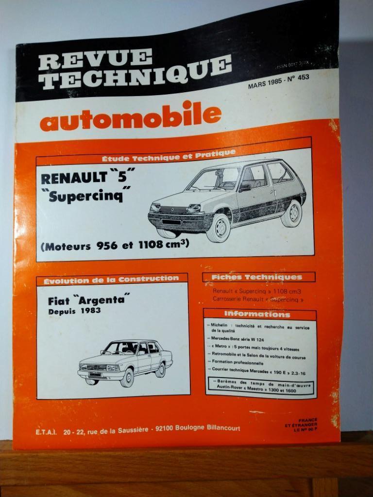 RTA 453 Renault 5 super5 Revue technique automobile- mars 85, Envoi