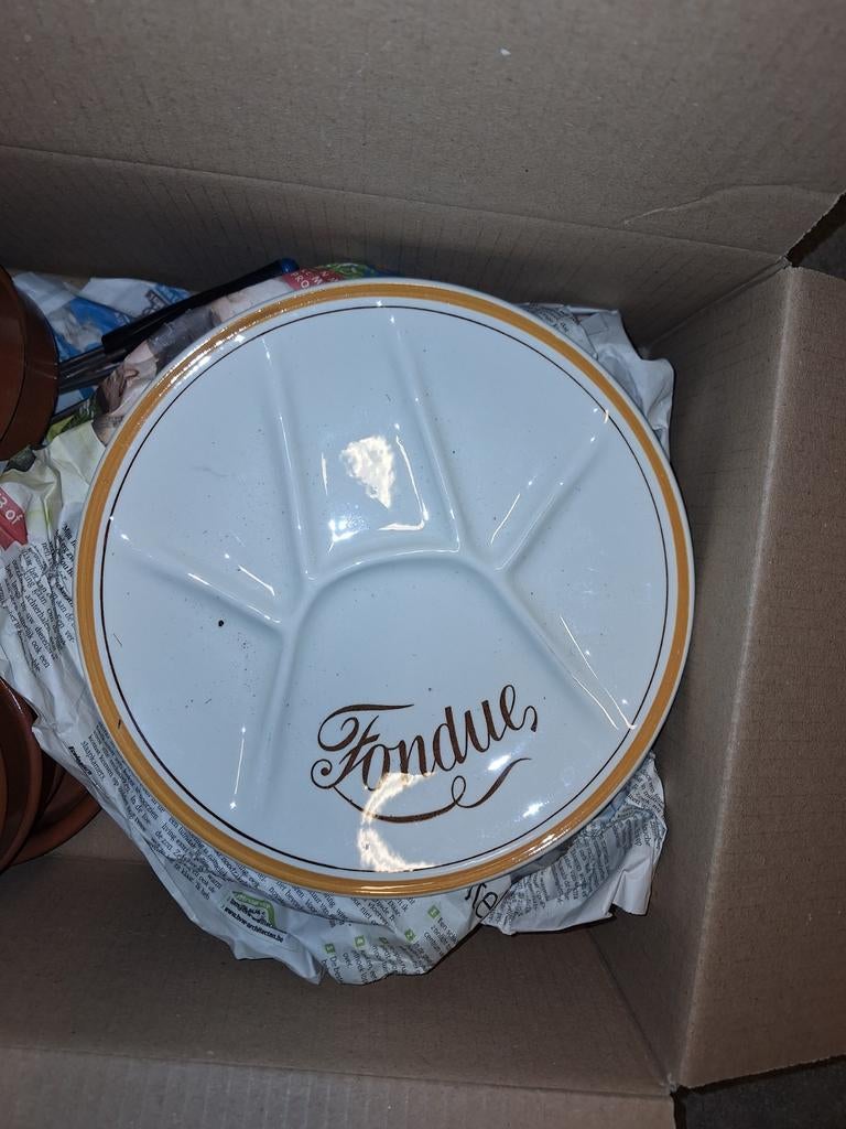 6 Fondue borden Boch + 6 Fondue vorken, Ophalen