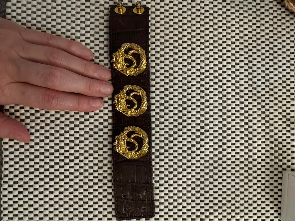 Armbanden Roberto cavalli leder, Handtassen en Accessoires, Ophalen, Gebruikt, Goud, Leer