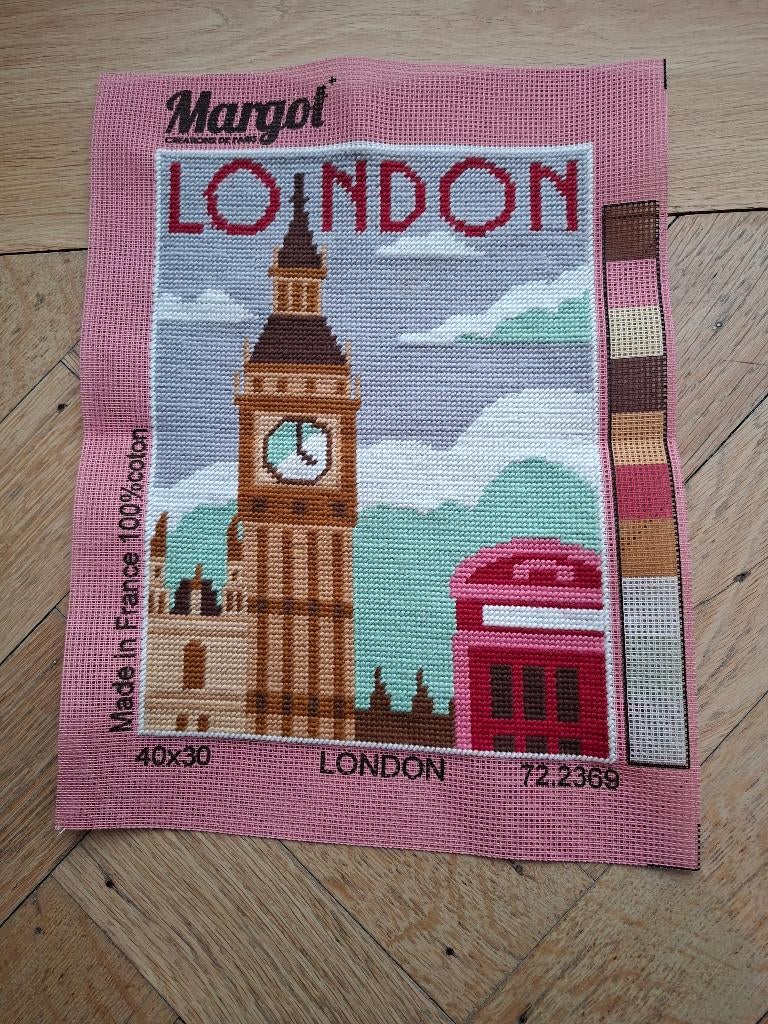 Canevas vintage "London", Hobby & Loisirs créatifs, Enlèvement, Comme neuf, Broderies à la main, Autres types