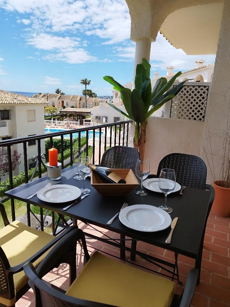 Mijas costa/Fuengirola zeezicht app 2slpkrs/2 badkmrs, Vakantie, 2 slaapkamers, Wasmachine, Appartement, Costa del Sol