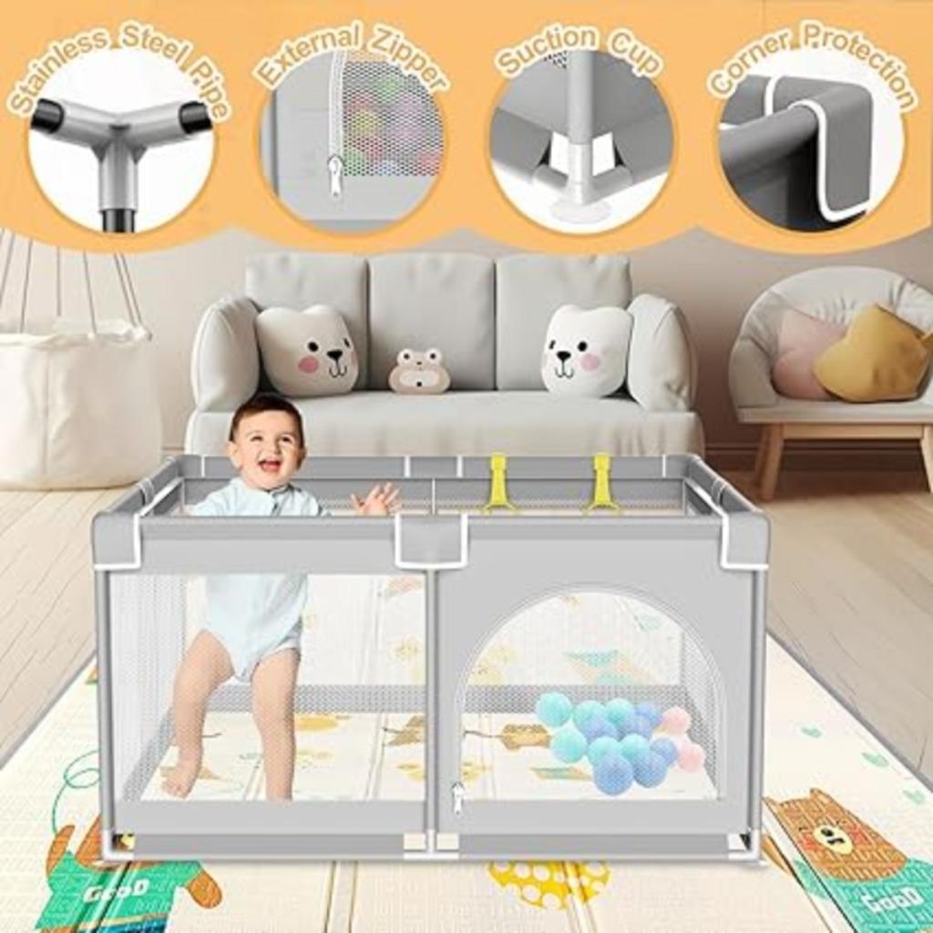 Babybox Babypark met kruipmat 120 x 120 cm GRATIS LEVERING, Kinderen en Baby's, Babyparken, Verzenden, -, Vierkant, Nieuw