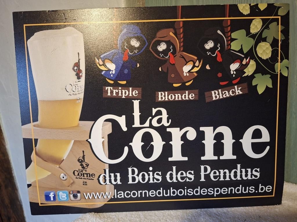 reclame plaat LA CORNE, begin 2000, Collections, Marques de bière, Enlèvement ou Envoi, Comme neuf, Panneau, Plaque ou Plaquette publicitaire