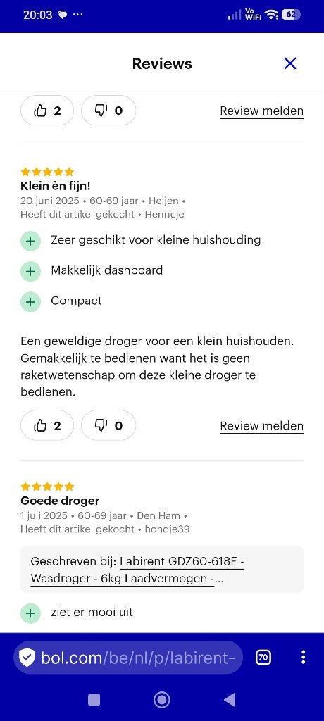 Sèche-linge modèle de table, Classe énergétique A ou plus économe, 4 à 6 kg, Comme neuf, Chargeur frontal