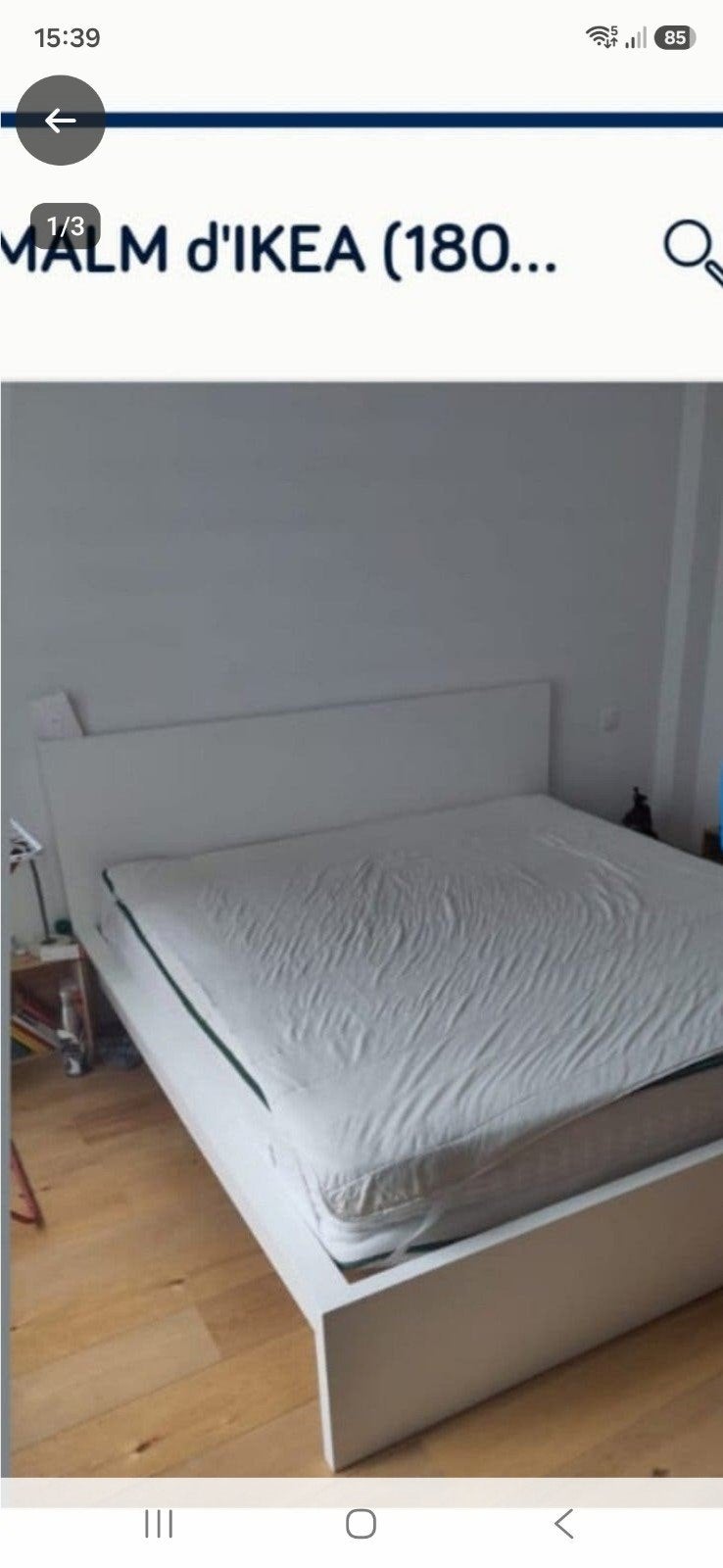 IKEA MALM BED 2M X 1,80 M + lattenbodems PRIJS 140 EUR, Ophalen, Wit, Tweepersoons, Zo goed als nieuw