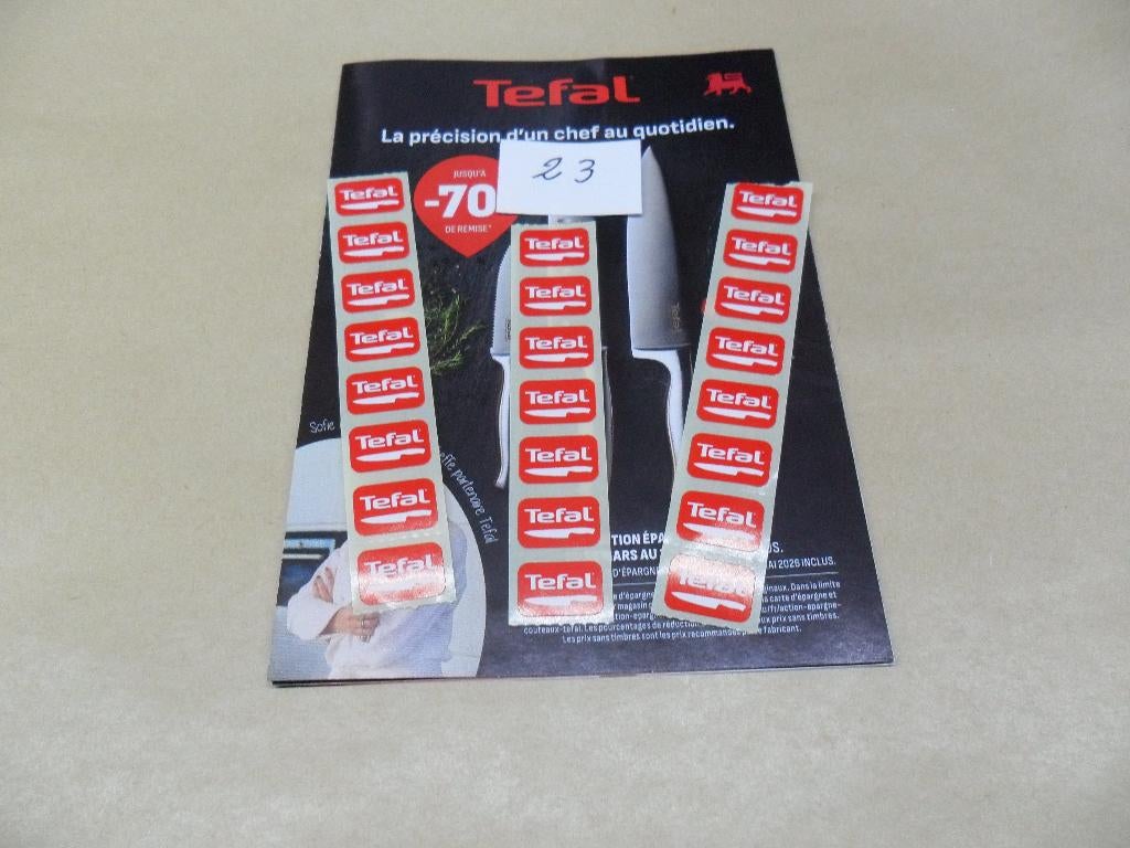 23 timbres Delhaize couteaux Tefal, Collections, Autres supermarchés, Enlèvement ou Envoi