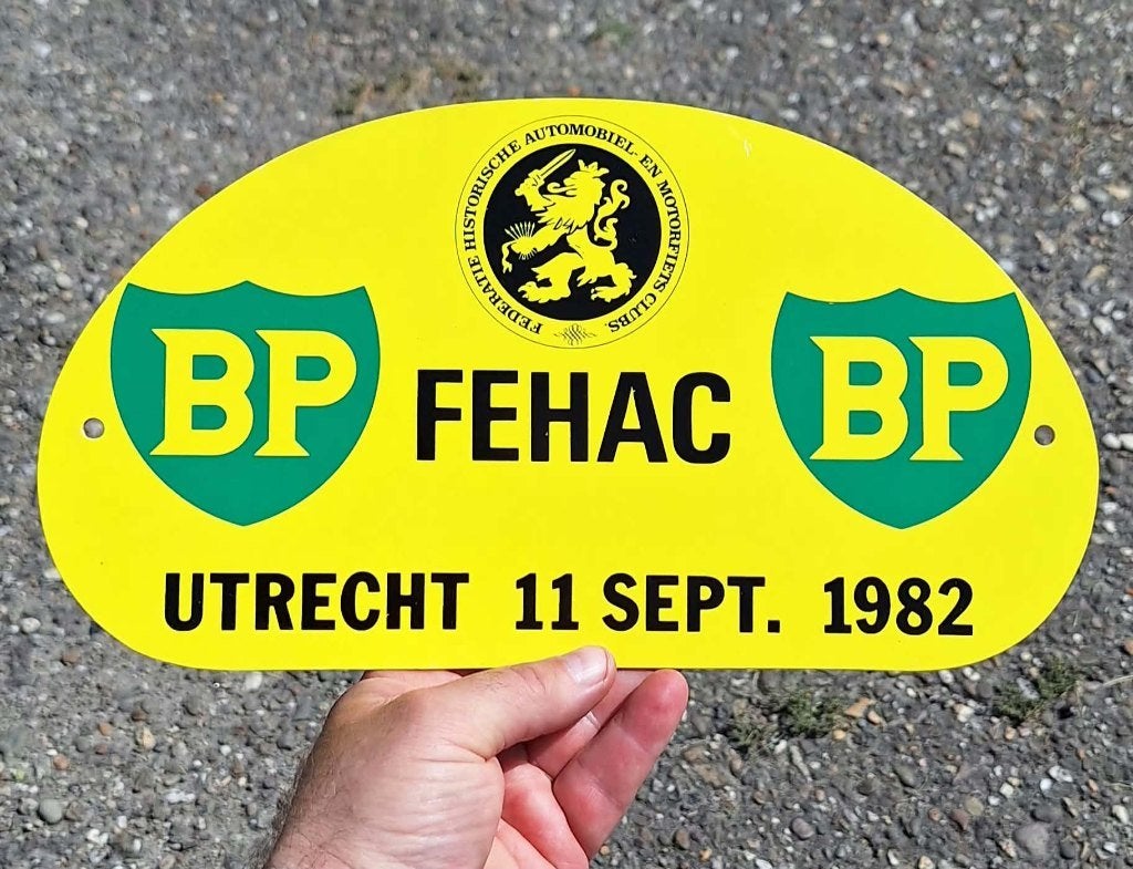 BP FEHAC Utrecht 1982 Rally Plaat - Vintage Auto Evenement., Ophalen of Verzenden, Gebruikt, Auto's
