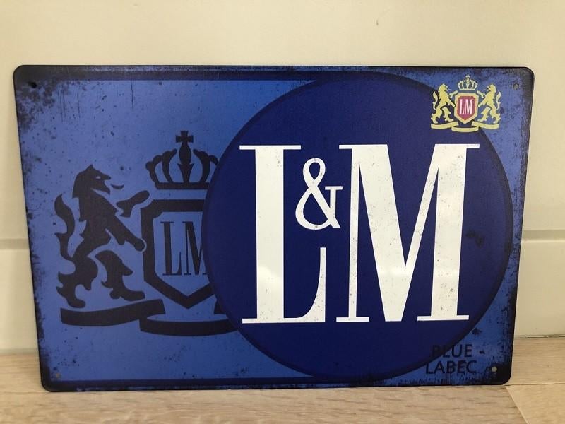 L&M metalen vintage look wandplaat 20x30cm, Ophalen of Verzenden, Nieuw, Reclamebord