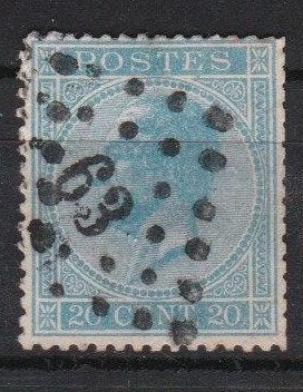 Belg. 1865 - Leopold I nr 18, Postzegels en Munten, Verzenden, Gestempeld