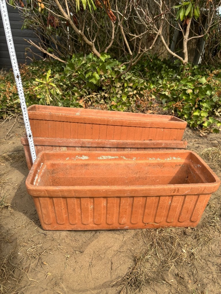 Diverse Terracotta Bloempotten, Ophalen, Gebruikt, Rechthoekig, Balkon