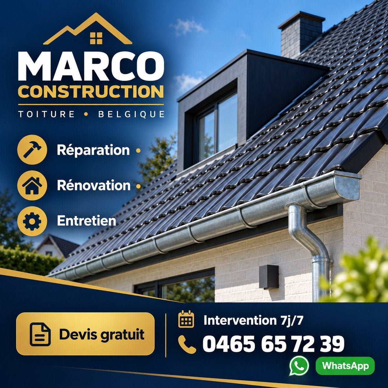 . Tuiles métalliques : le mètre carré WhatsApp 0465657239, Vast contract