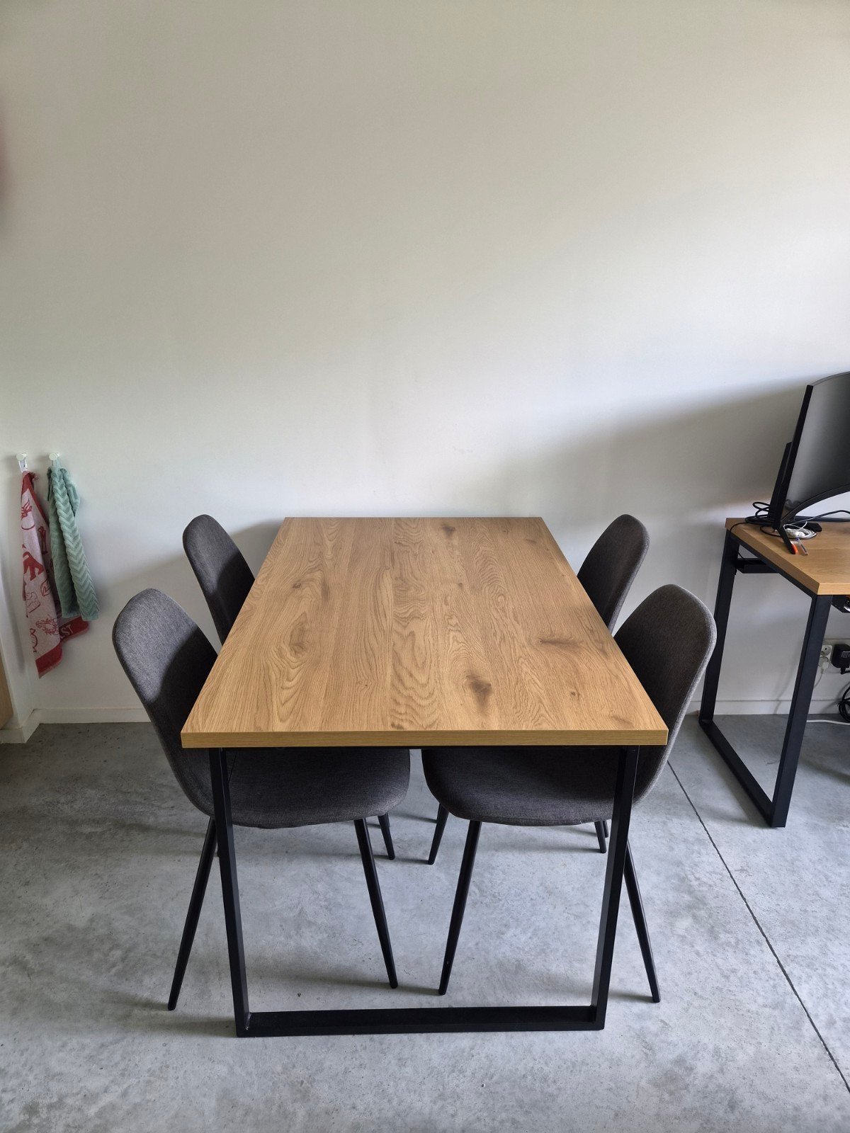 Eettafel en stoelen, Huis en Inrichting, Tafels | Eettafels, Ophalen, 100 tot 150 cm, Eikenhout, 50 tot 100 cm