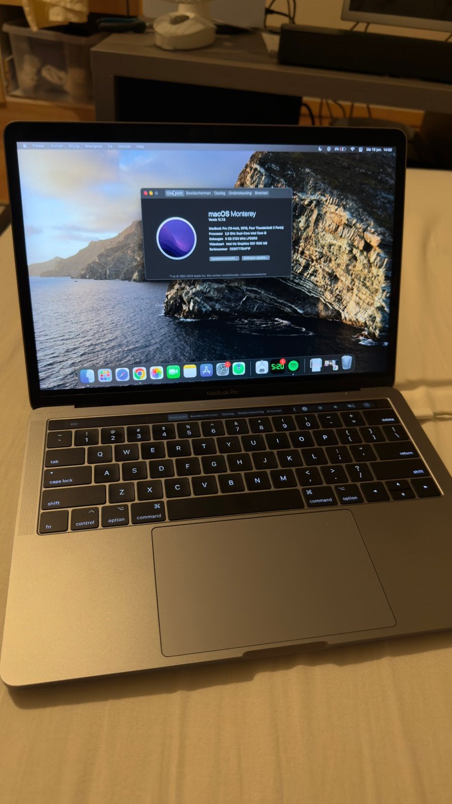 Macbook pro 13inch 500gb 2016, Computers en Software, 2 tot 3 Ghz, Qwerty, Verzenden, 8 GB