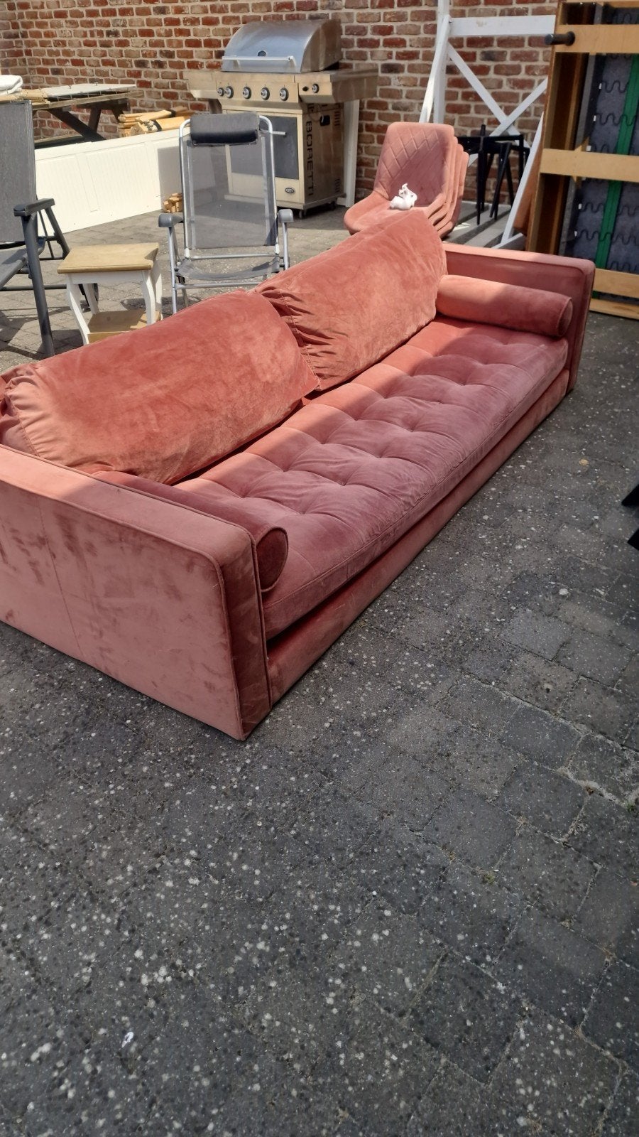 Roze zetel suede met 4 bijpassende stoelen, Huis en Inrichting, Ophalen of Verzenden