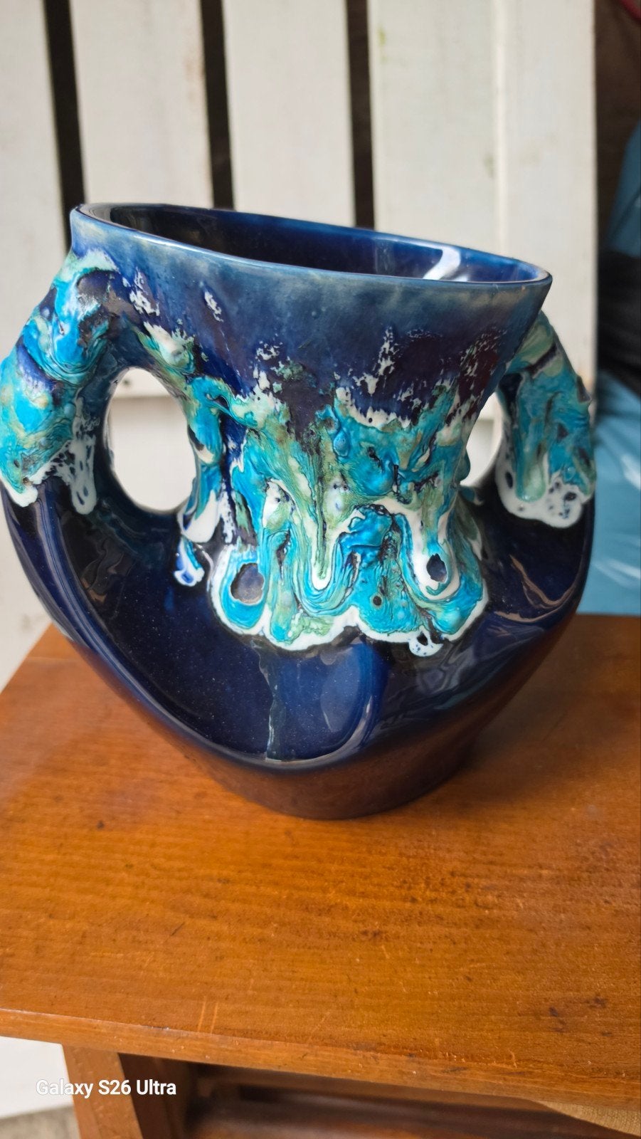 blauwe antieke vaas, Antiek en Kunst, Ophalen of Verzenden