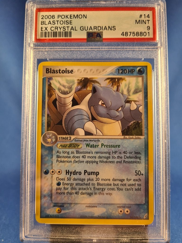 Blastoise 14/100 - Crystal Guardians (PSA 9), Envoi, Utilisé