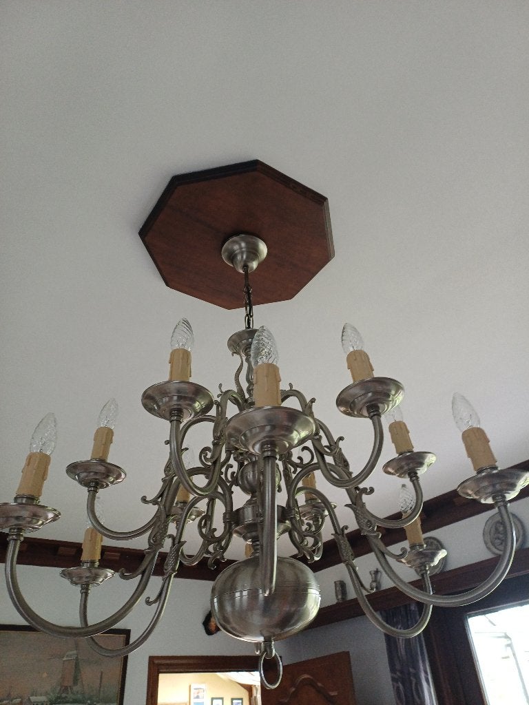 Mooie gebronzeerde luster, Ophalen, E14 (klein), Metaal, Klasiek