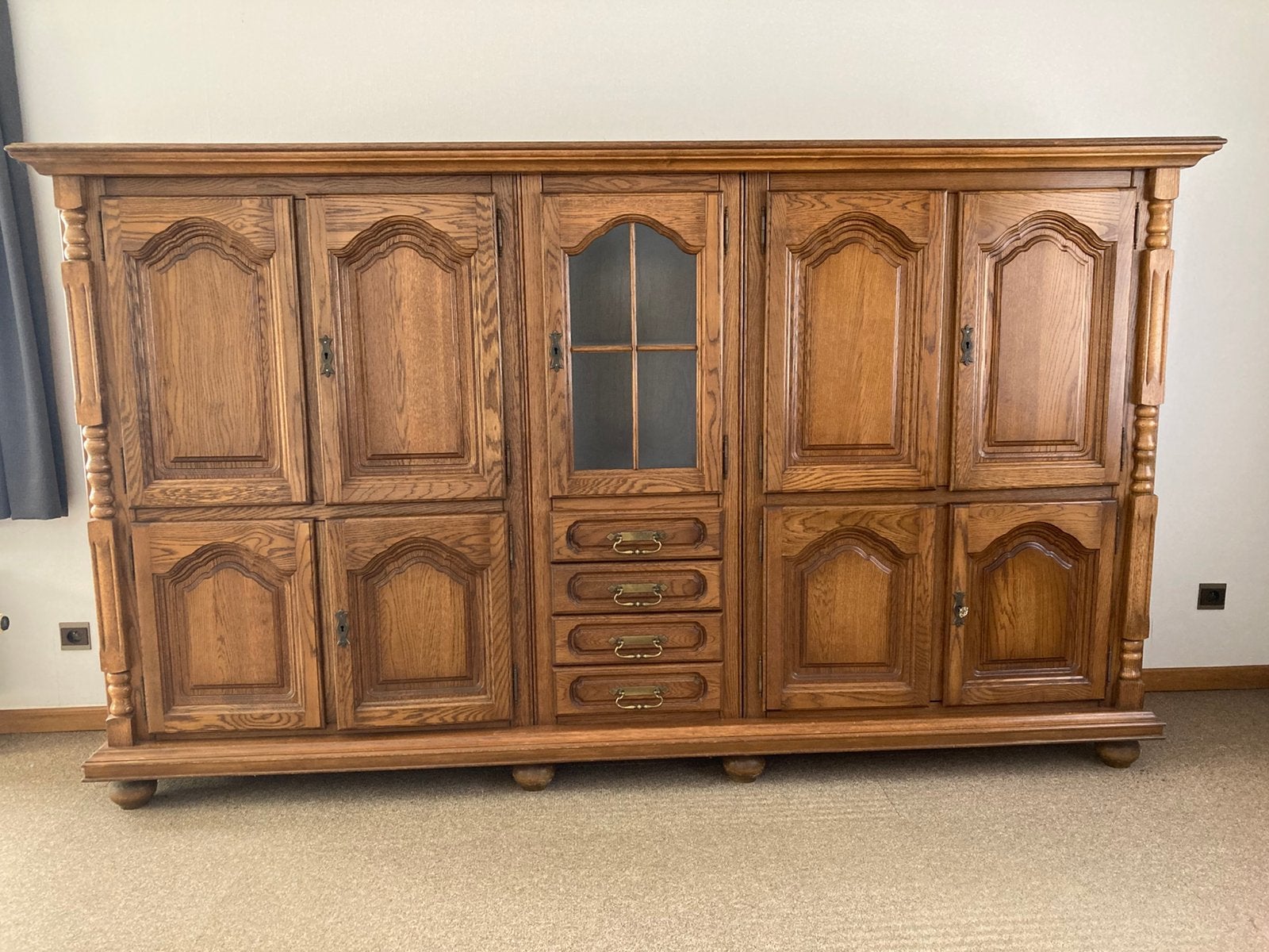 Eiken wandkast, Huis en Inrichting, Ophalen, Gebruikt, Eikenhout, Met lade(s)