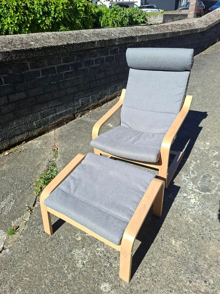 Poang - ikea fauteuil met voetenbank, Maison & Meubles, Fauteuils, Enlèvement