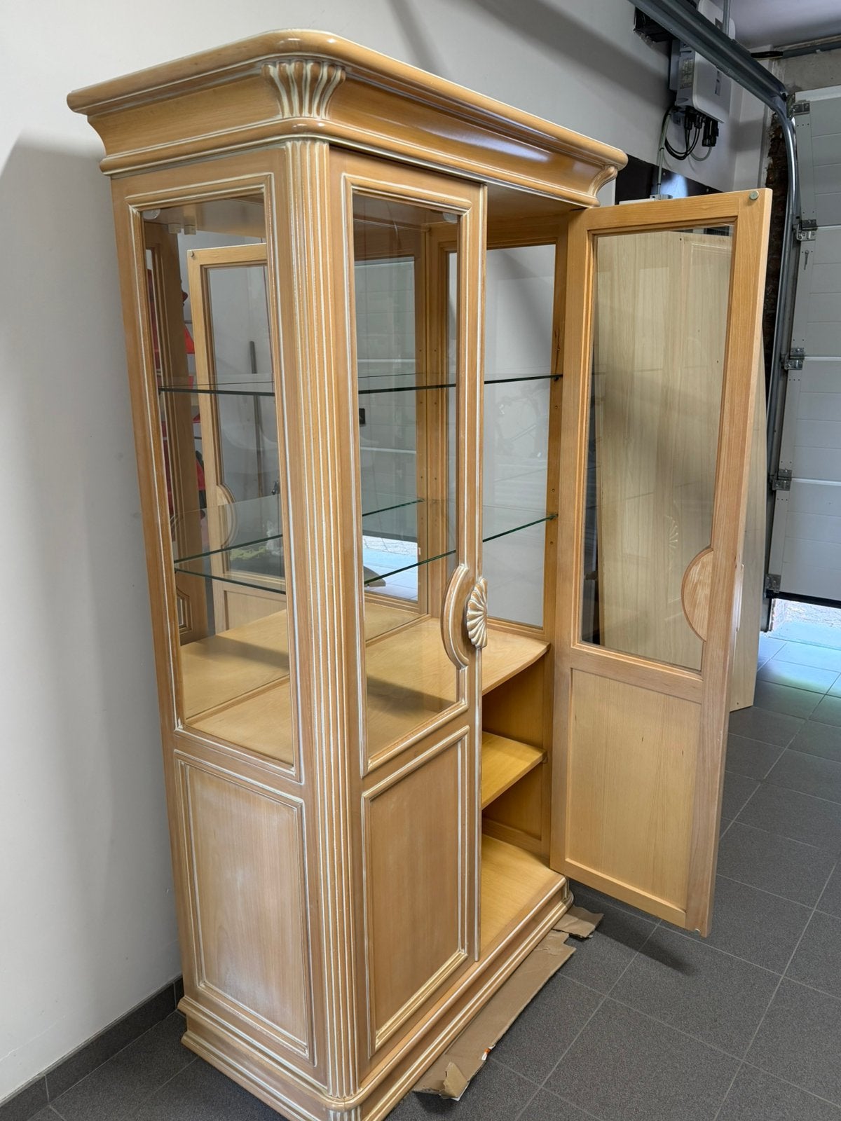 Kast hout en glas, Huis en Inrichting, Kasten | Vitrinekasten, Ophalen, Zo goed als nieuw, Glas