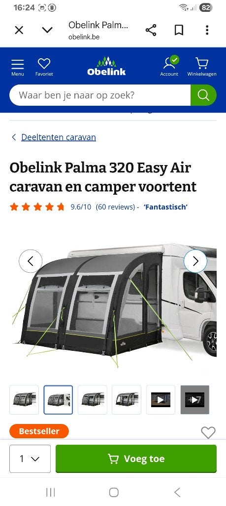 Voortent Palma 320 easyair, Caravans en Kamperen, Voortenten en Luifels, Ophalen, Nieuw, Overige merken