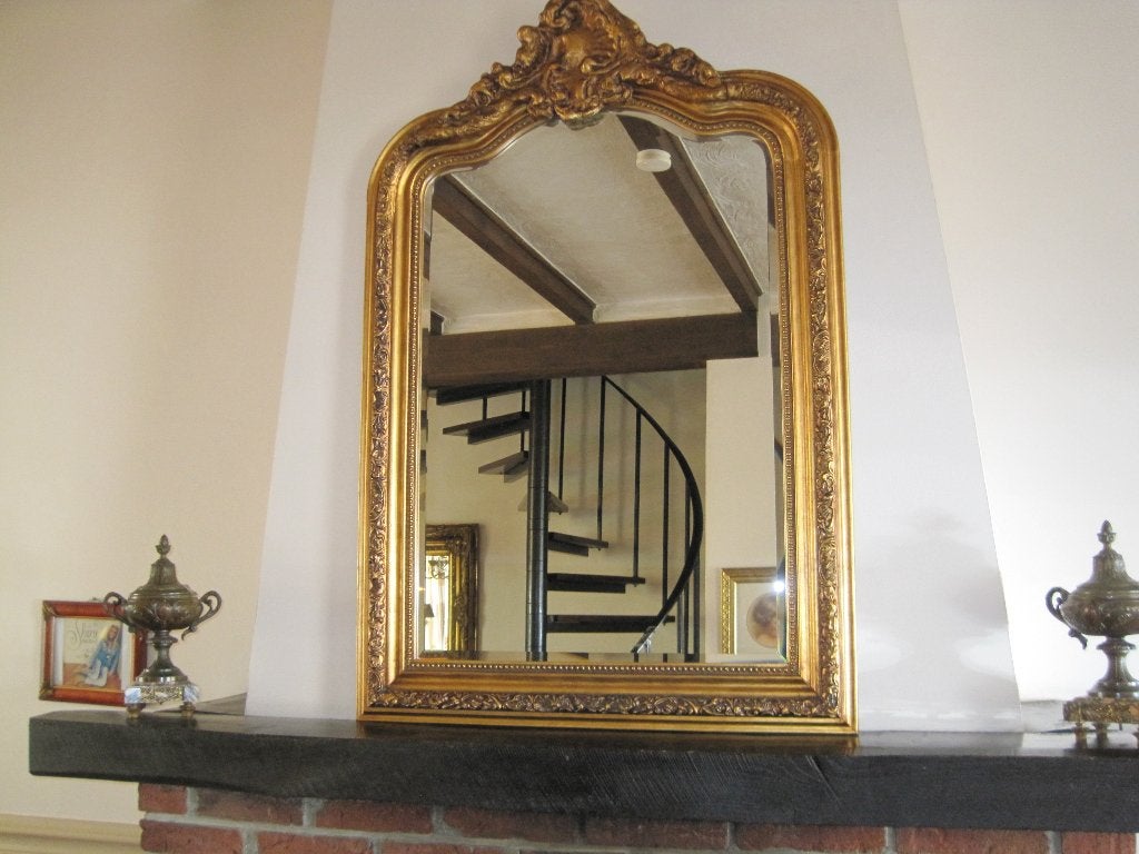 "Barok" Kwaliteit Exclusieve Gouden "Facet" Kuifspiegel", Huis en Inrichting, Ophalen, Gebruikt, 100 tot 150 cm, 75 tot 100 cm
