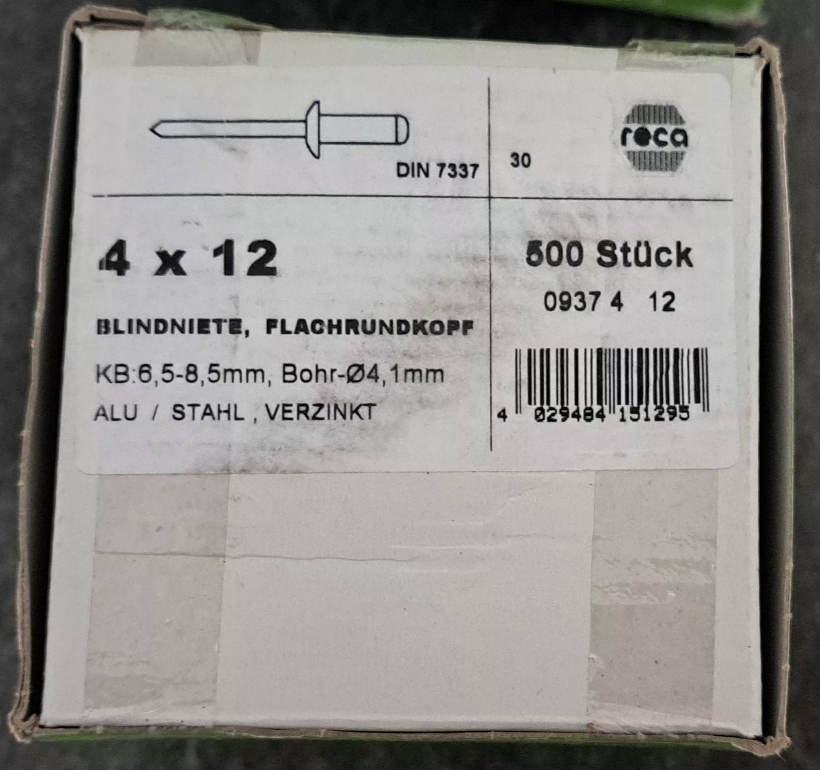 Klinknagels, doos van 500 stuks, 4 x 12, merk reca, Doe-het-zelf en Bouw, Ophalen of Verzenden