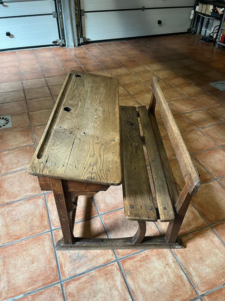 Banc d’école chêne et d’époque type Louis Philippe, Antiquités & Art, Enlèvement ou Envoi