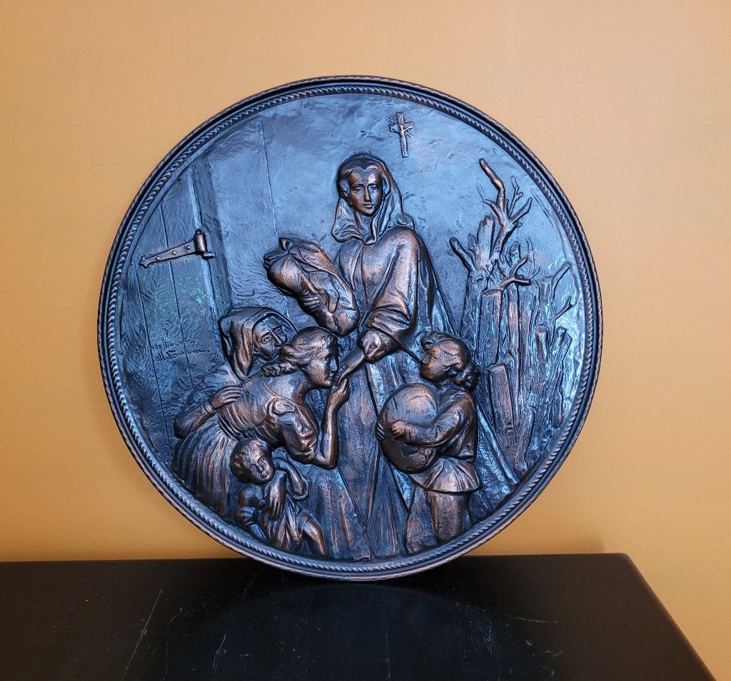 Koperen wandbord, 64cm - M. Van de Perre, Enlèvement